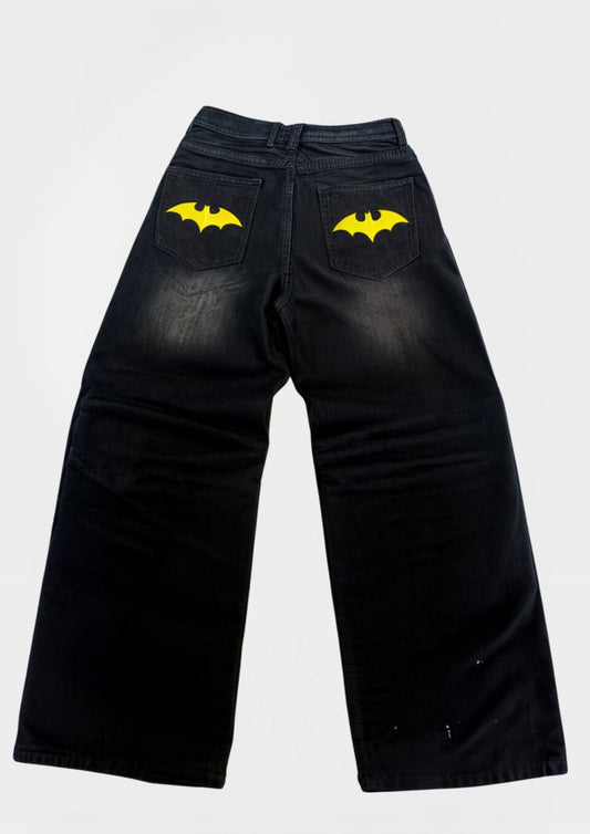 BAT-MAN BLACK BAGGY JEANS